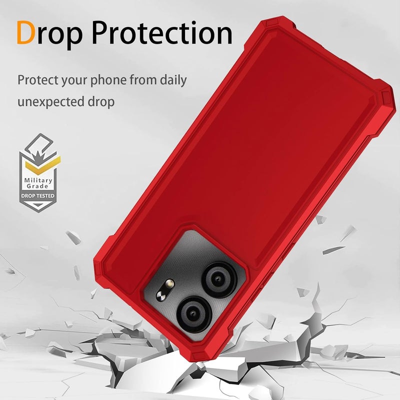 Mocotto for BLU View 5 Phone Case with Tempered Glass Screen Protector,Slim Soft Silicone Full-Body Protective Case for BLU View 5 (Red) - Image 4